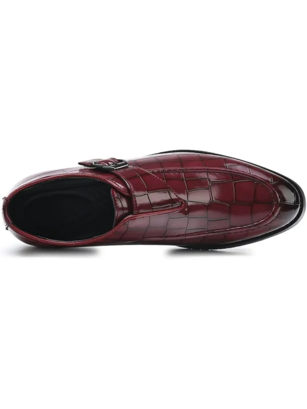 Men's Red Monk Strap Dress Loafer Shoes Retro Leather Oxfords Shoes